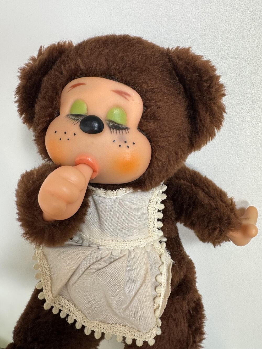 Vintage Monchhichi Thumb Sucking Rubber Face Plush Doll Stuffed Toy 80s